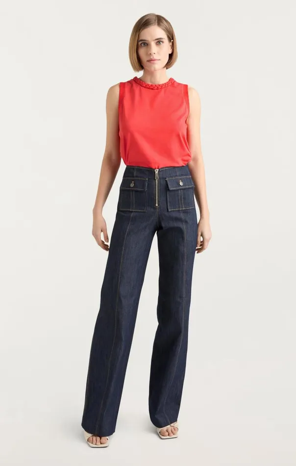 Cinq Sept Sleeveless Braided Tee Deeptangelo Women Tank Tops and Camisoles