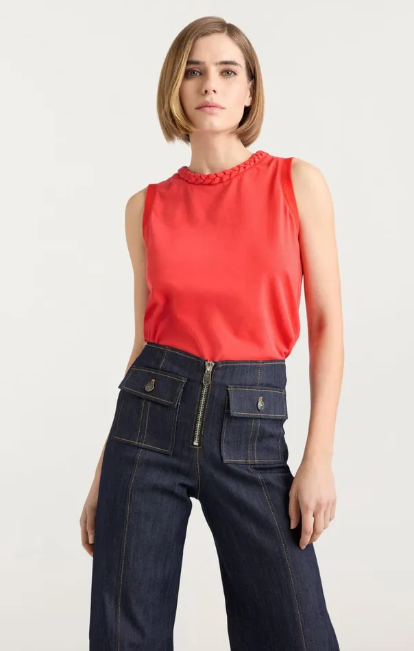 Cinq Sept Sleeveless Braided Tee Deeptangelo Women Tank Tops and Camisoles
