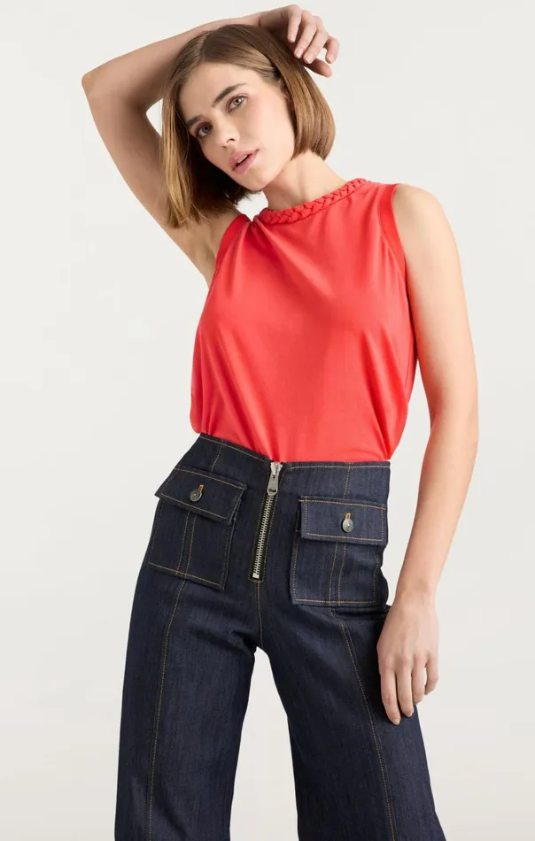 Cinq Sept Sleeveless Braided Tee Deeptangelo Women Tank Tops and Camisoles