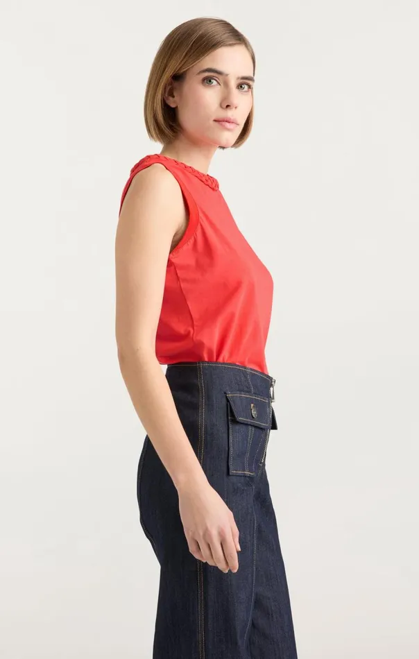 Cinq Sept Sleeveless Braided Tee Deeptangelo Women Tank Tops and Camisoles
