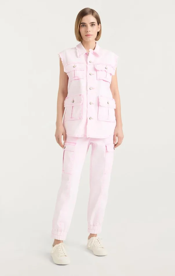 Cinq Sept Sleeveless Vera Jacket Flamingo Women Denim