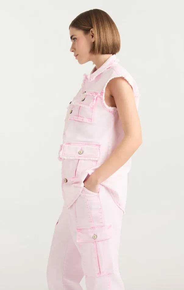 Cinq Sept Sleeveless Vera Jacket Flamingo Women Denim