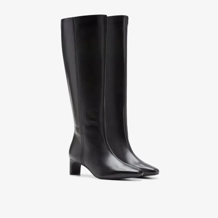 Clarks Black Boots Edina Tall Black Leather 8211 Women