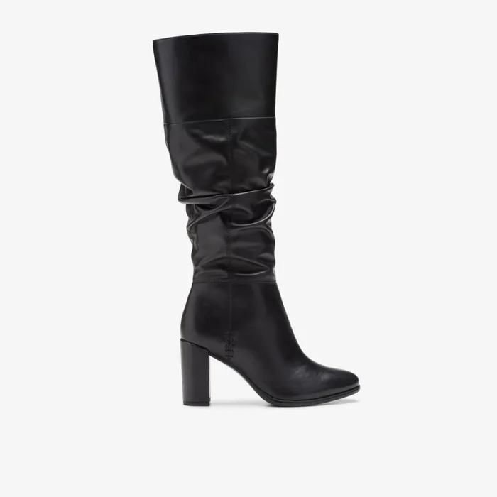Clarks Black Boots Freva 85 Slouch Black Leather 8211 Women
