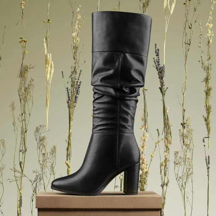 Clarks Black Boots Freva 85 Slouch Black Leather 8211 Women