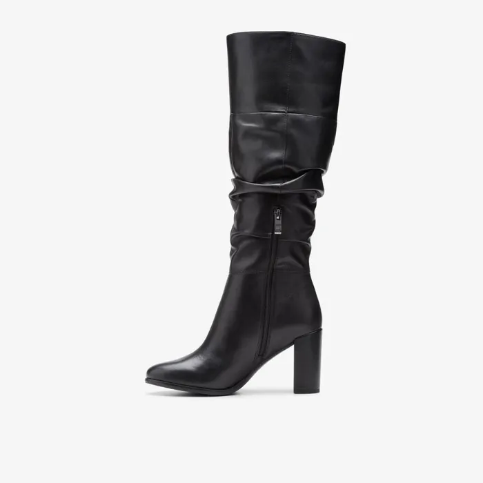 Clarks Black Boots Freva 85 Slouch Black Leather 8211 Women