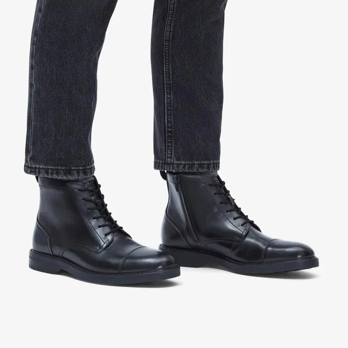 Clarks Black Shoes Aldwin Cap Black Leather 8211 Men