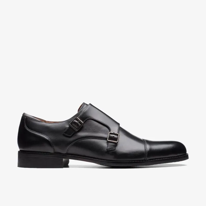 Clarks Black Shoes Craft Arlo Monk Black Leather 8211 Men