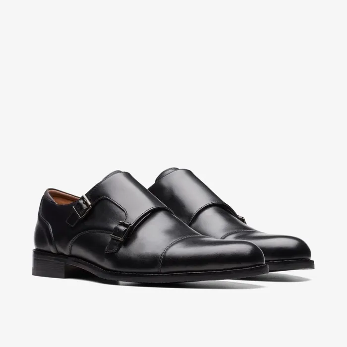 Clarks Black Shoes Craft Arlo Monk Black Leather 8211 Men
