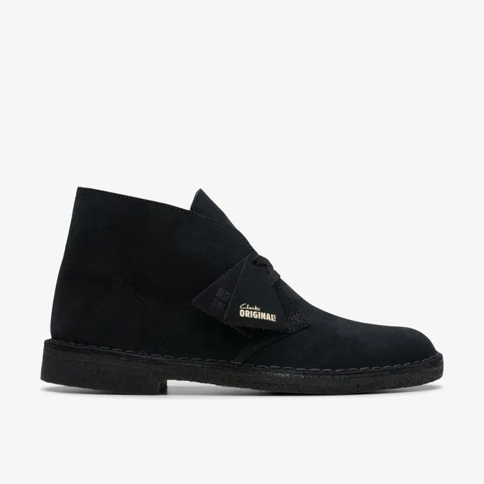Clarks Black Shoes Desert Boot Black Suede 8211 Men