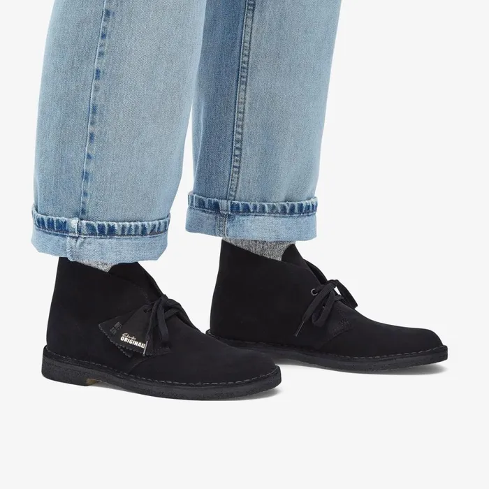 Clarks Black Shoes Desert Boot Black Suede 8211 Men