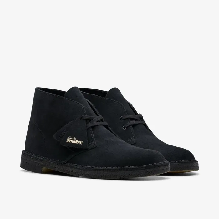 Clarks Black Shoes Desert Boot Black Suede 8211 Men