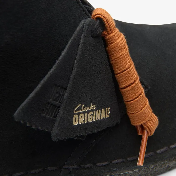 Clarks Black Shoes Desert Boot Black Suede 8211 Men