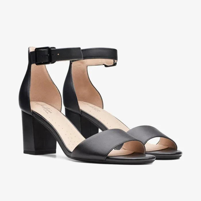 Clarks Black Shoes Deva Mae Black Leather 8211 Women