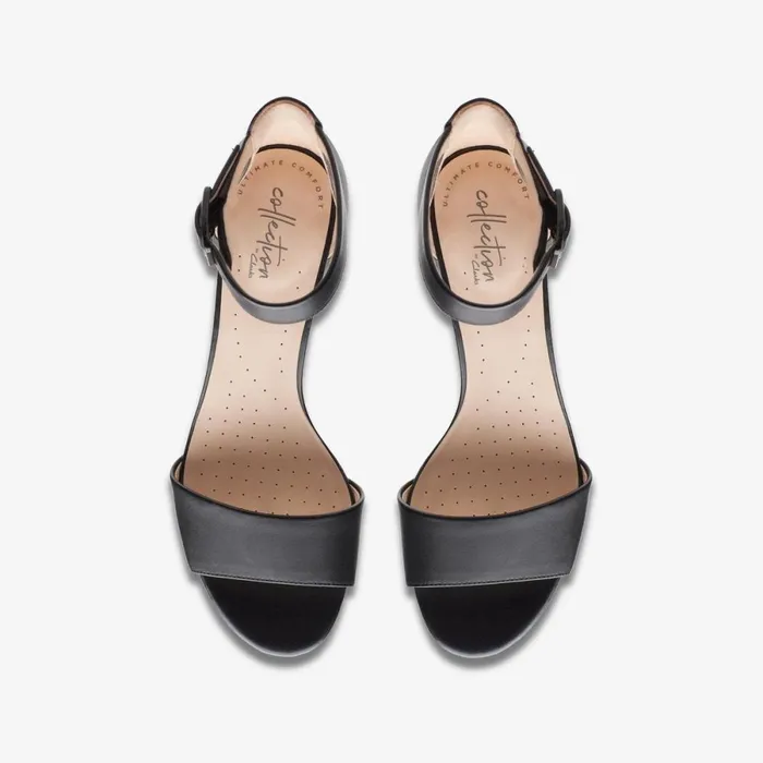 Clarks Black Shoes Deva Mae Black Leather 8211 Women