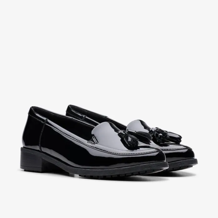 Clarks Black Shoes Havisham Edge Loafer Black Patent 8211 Women