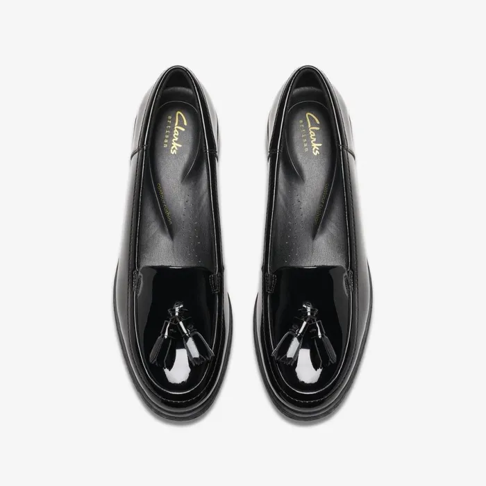 Clarks Black Shoes Havisham Edge Loafer Black Patent 8211 Women