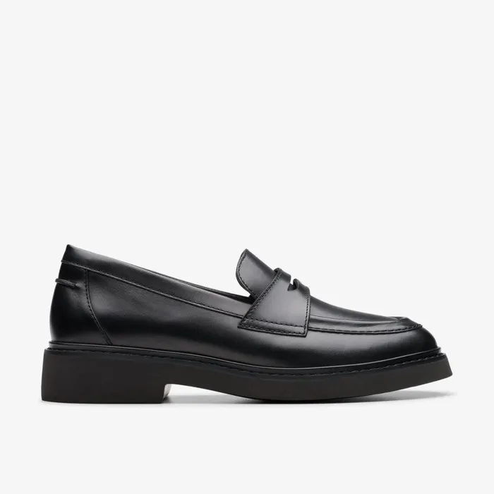 Clarks Black Shoes Splend Edge Black Leather 8211 Women