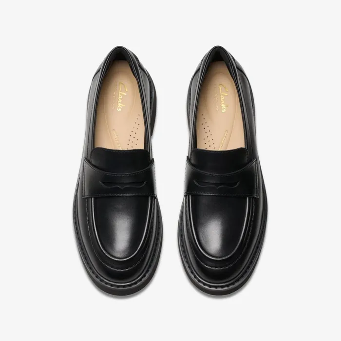 Clarks Black Shoes Splend Edge Black Leather 8211 Women