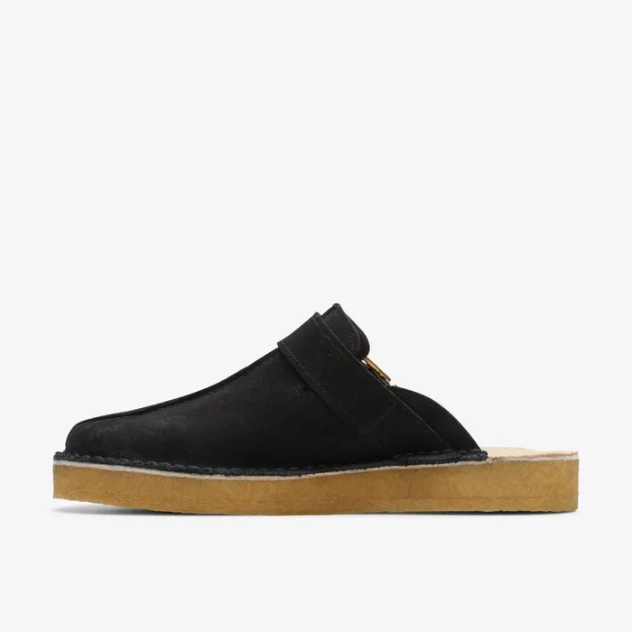 Clarks Black Shoes Trek Mule Black Suede 8211 Men