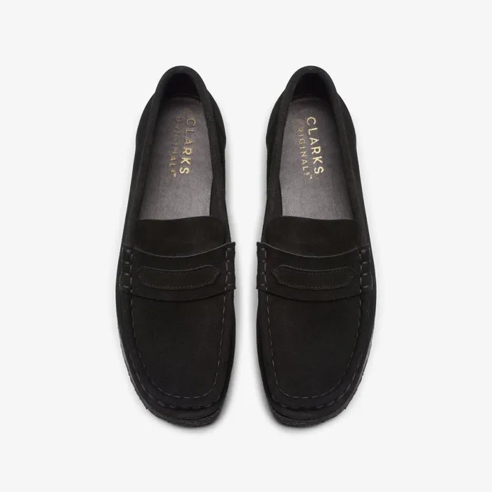 Clarks Black Shoes Wallabee Loafer Black Suede 8211 Women