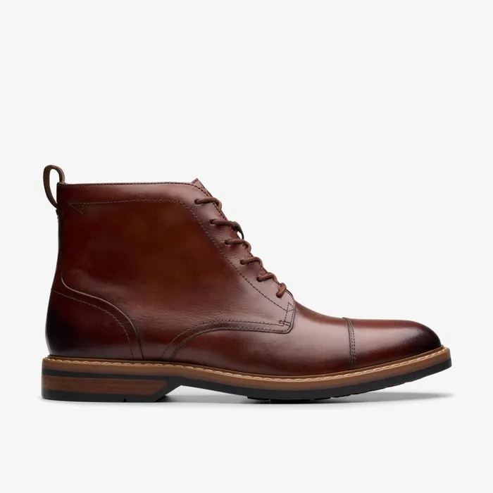 Clarks Brown Boots Aldwin Cap Mid Tan Leather 8211 Men