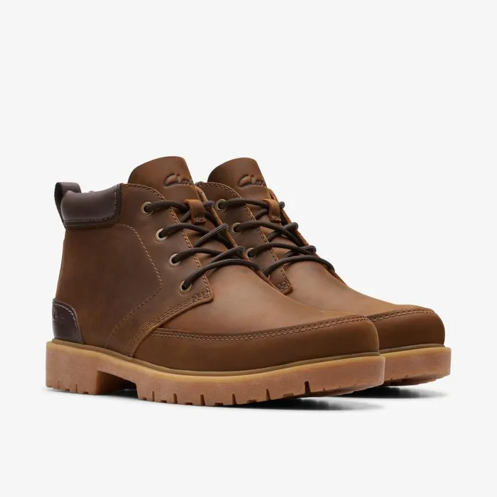 Clarks Brown Boots Rossdale Mid Beeswax Leather 8211 Men