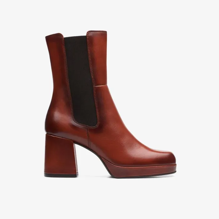 Clarks Chelsea Boots Pique Up Dark Tan Leather 8211 Women