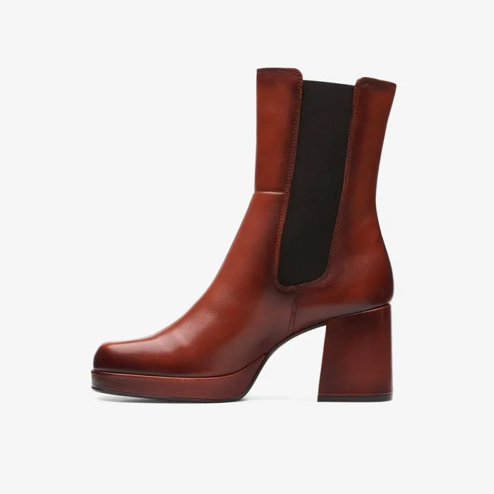 Clarks Chelsea Boots Pique Up Dark Tan Leather 8211 Women