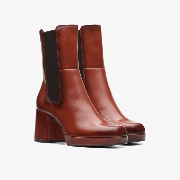 Clarks Chelsea Boots Pique Up Dark Tan Leather 8211 Women