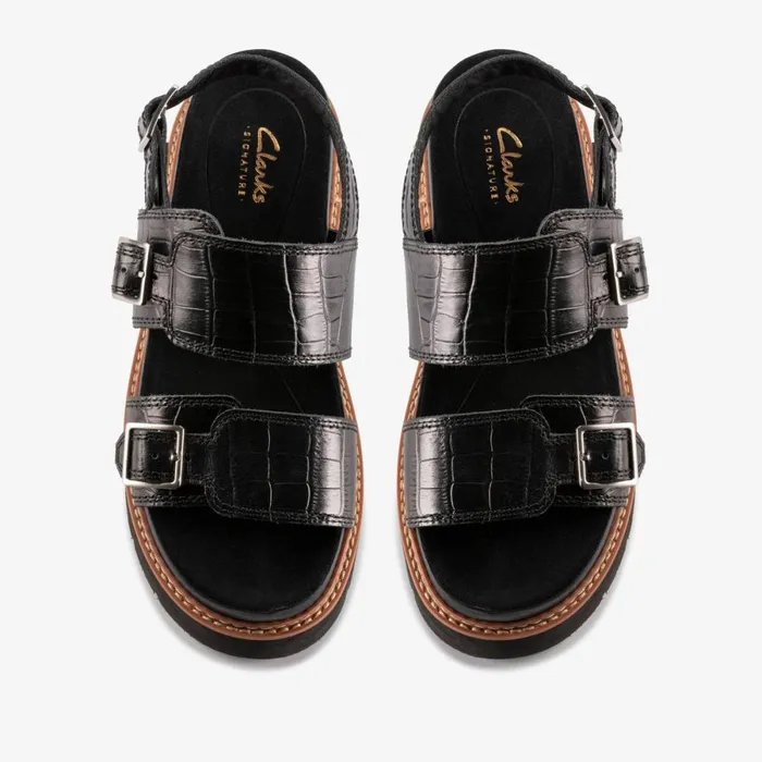 Clarks Flat Sandals Orianna Glide Black Interest 8211 Women