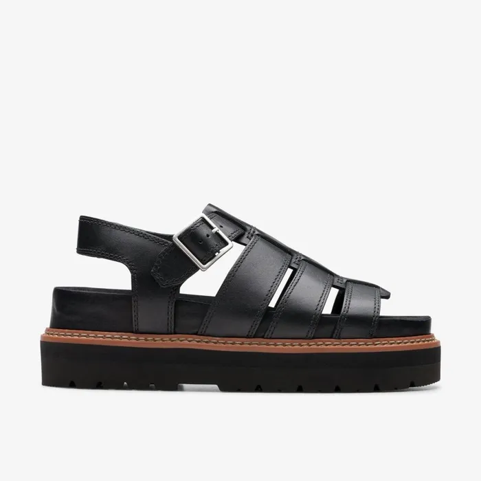 Clarks Flat Sandals Orianna Twist Black Leather 8211 Women