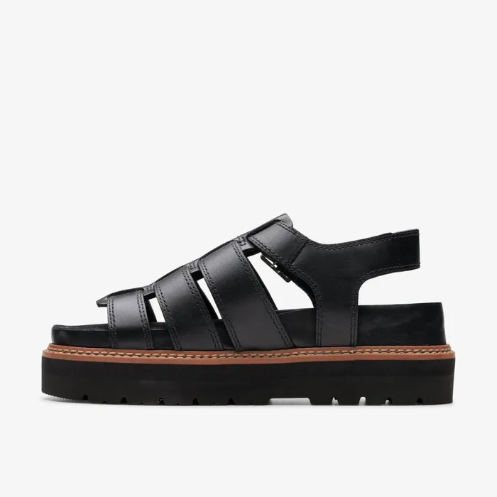 Clarks Flat Sandals Orianna Twist Black Leather 8211 Women