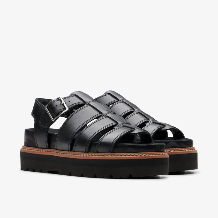 Clarks Flat Sandals Orianna Twist Black Leather 8211 Women