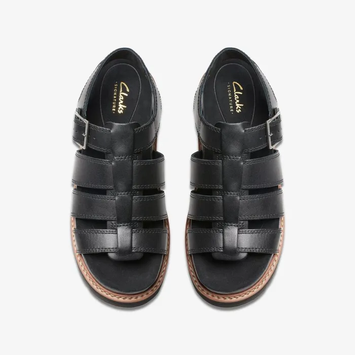 Clarks Flat Sandals Orianna Twist Black Leather 8211 Women