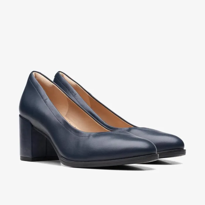 Clarks Heels Freva 55 Court Navy Leather 8211 Women