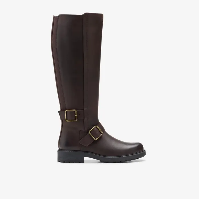 Clarks Knee High Boots Orinoco 2 Tall Dark Brown Leather 8211 Women