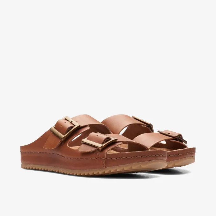 Clarks Sliders And Flip Flops Brookleigh Sun Dark Tan Leather 8211 Women