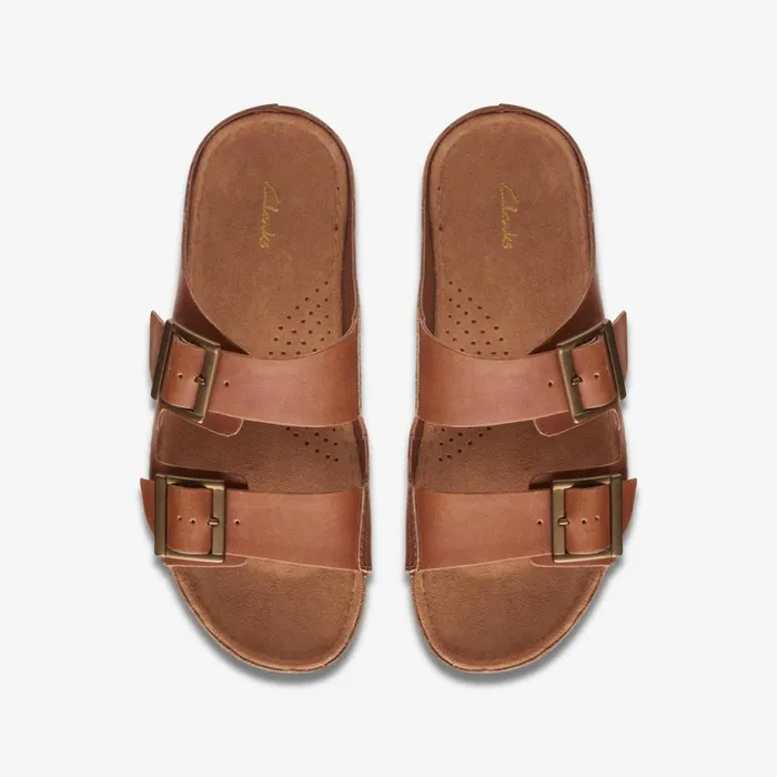 Clarks Sliders And Flip Flops Brookleigh Sun Dark Tan Leather 8211 Women