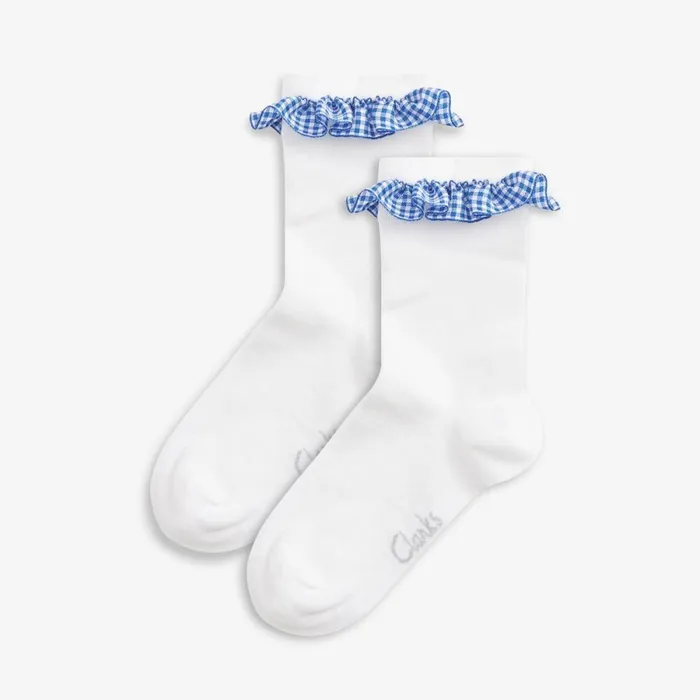 Clarks Socks and Tights Gingham Socks 2 Pack Blue Infant Size 685 Whiteblue 8211 Kids