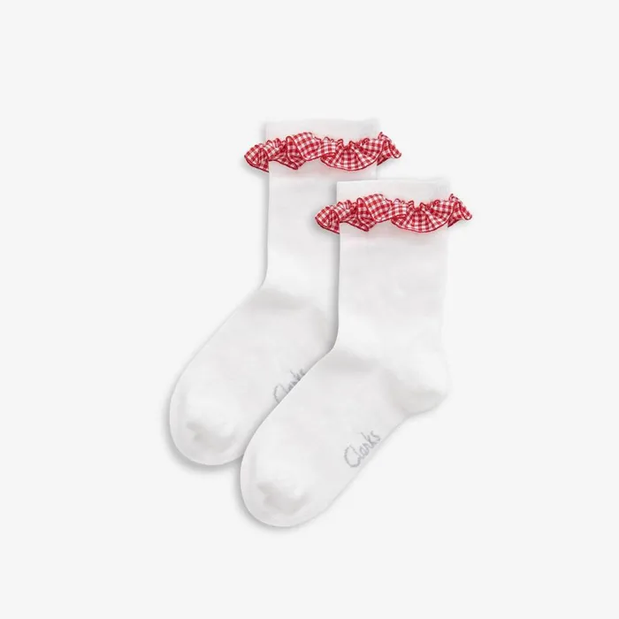 Clarks Socks and Tights Gingham Socks 2 Pack Red Infant Size 912 Whitered 8211 Kids