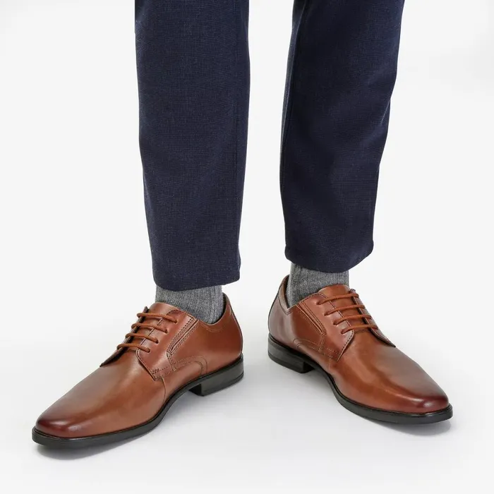 Clarks Wide Fit Shoes Howard Walk Dark Tan Leather 8211 Men