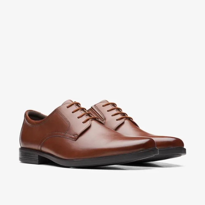 Clarks Wide Fit Shoes Howard Walk Dark Tan Leather 8211 Men