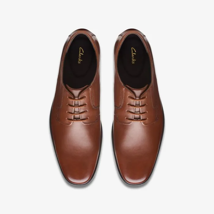 Clarks Wide Fit Shoes Howard Walk Dark Tan Leather 8211 Men
