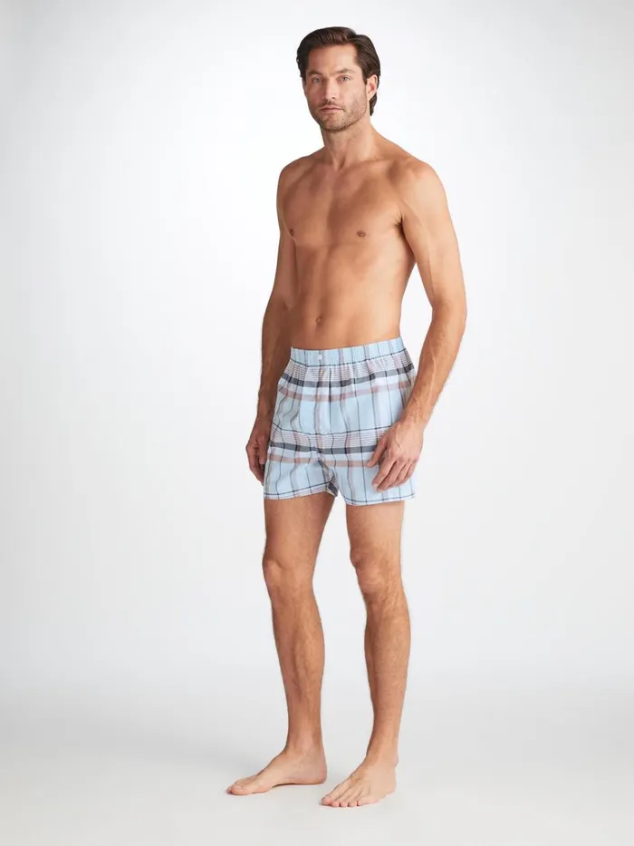 Classic Fit Boxer Shorts Men Derek Rose Classic Fit Boxers Barker 38 Cotton Blue