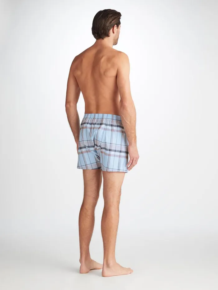 Classic Fit Boxer Shorts Men Derek Rose Classic Fit Boxers Barker 38 Cotton Blue