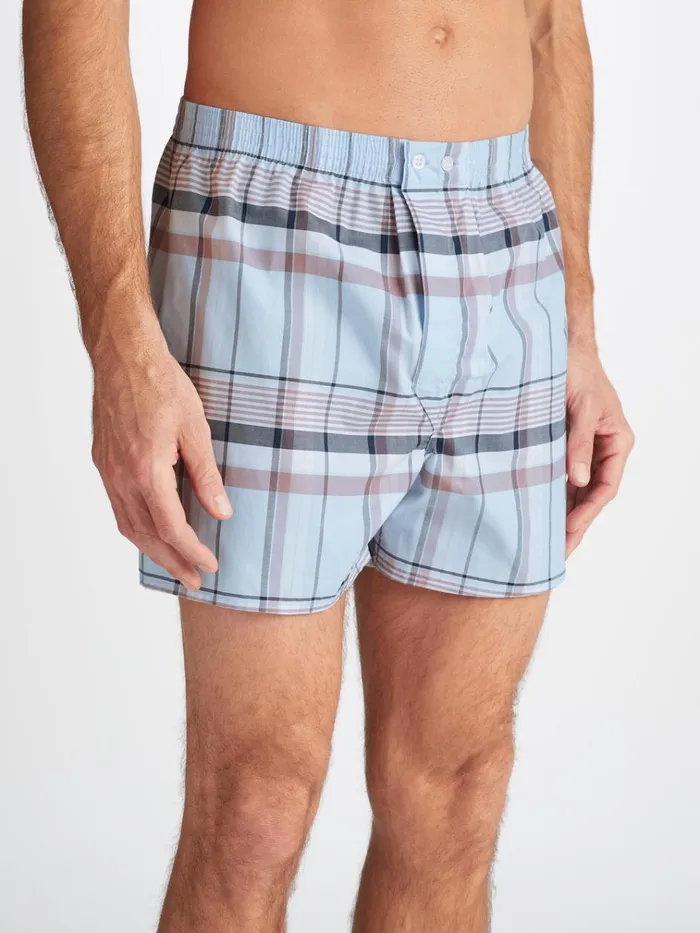 Classic Fit Boxer Shorts Men Derek Rose Classic Fit Boxers Barker 38 Cotton Blue