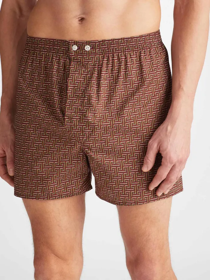 Classic Fit Boxer Shorts Men Derek Rose Classic Fit Boxers Ledbury 72 Cotton Batiste Burgundy