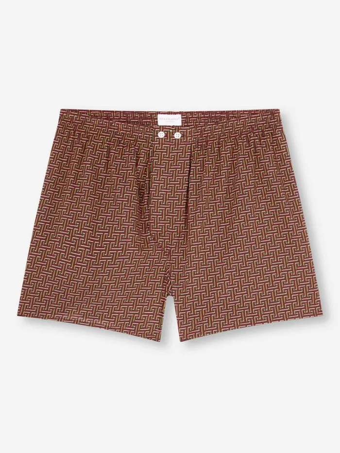 Classic Fit Boxer Shorts Men Derek Rose Classic Fit Boxers Ledbury 72 Cotton Batiste Burgundy