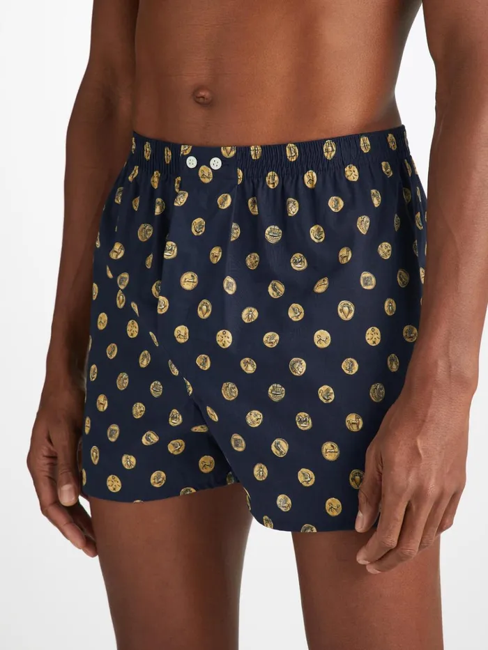Classic Fit Boxer Shorts Men Derek Rose Classic Fit Boxers Ledbury 78 Cotton Batiste Navy